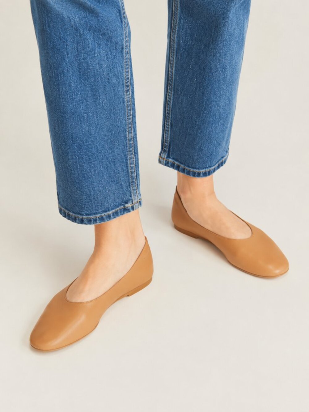 Everlane The Italian Leather Day Glove Ballet Shoes in Tan Sz 9.5